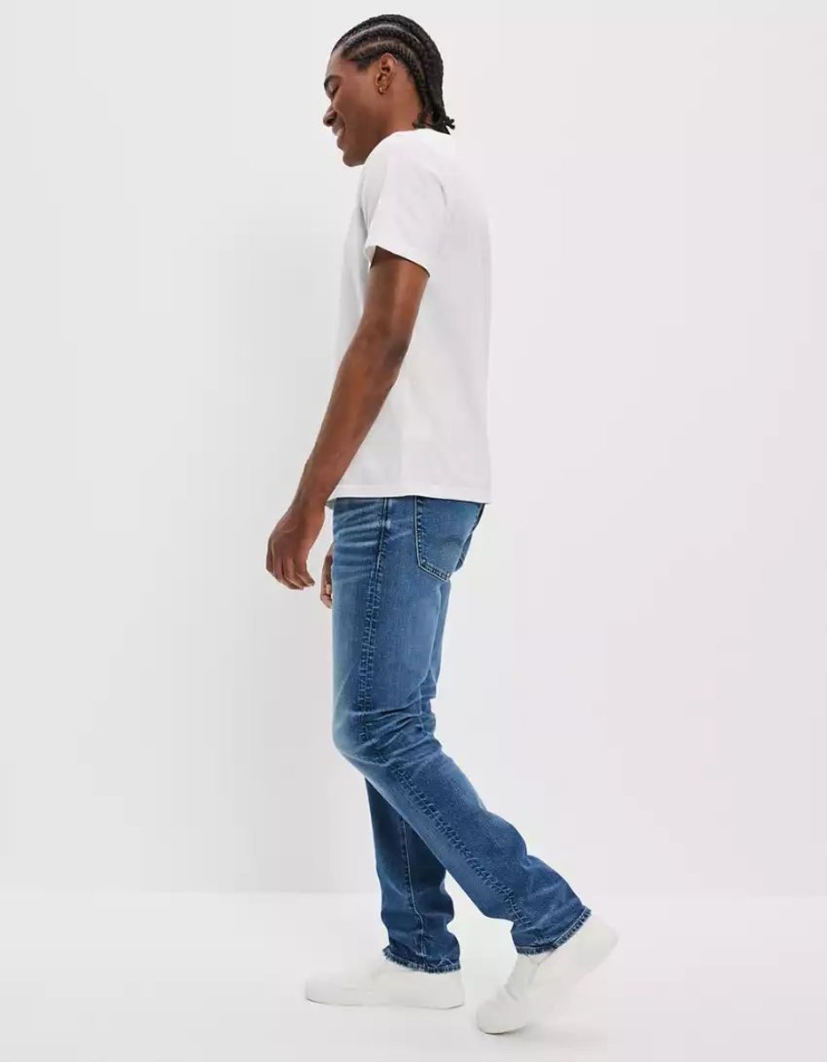 Jean American Eagle AE Flex Slim Droit Grise Bleu Homme | XSY-14430227